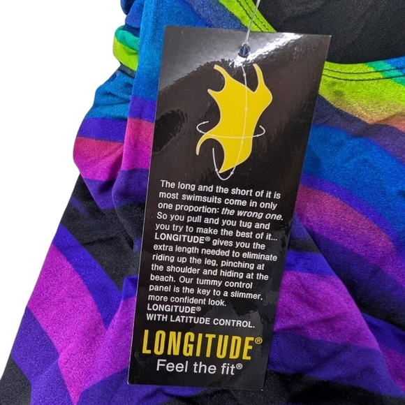 LONGITUDE One Shoulder One Piece Swimsuit With Ruching Colorful NWT - Picture 4 of 5